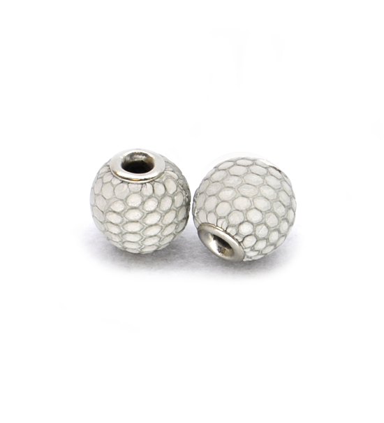 Perla ciambella similpelle pitonata (2 pezzi) 14 mm - Grigio